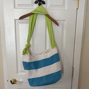 American Eagle Striped Blue and White Tote Sling Bag 18x13x6 in